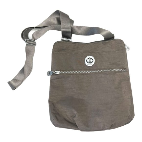 Baggallini Nylon crossbody bag purse Taupe Brown adjustable strap travel casual - Picture 1 of 9